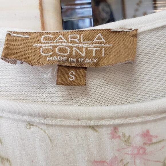 Carla Conti 100% Silk Ivory Sheer Floral Flowy Feminine Top Size Small Italy - Picture 3 of 9